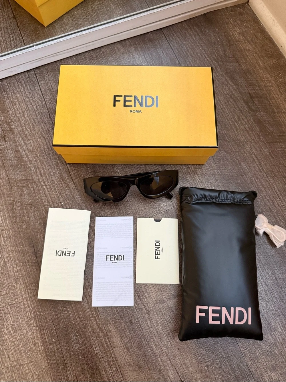 Brand new Fendi Black Oval Sunglasses with Subtle Temple Logo